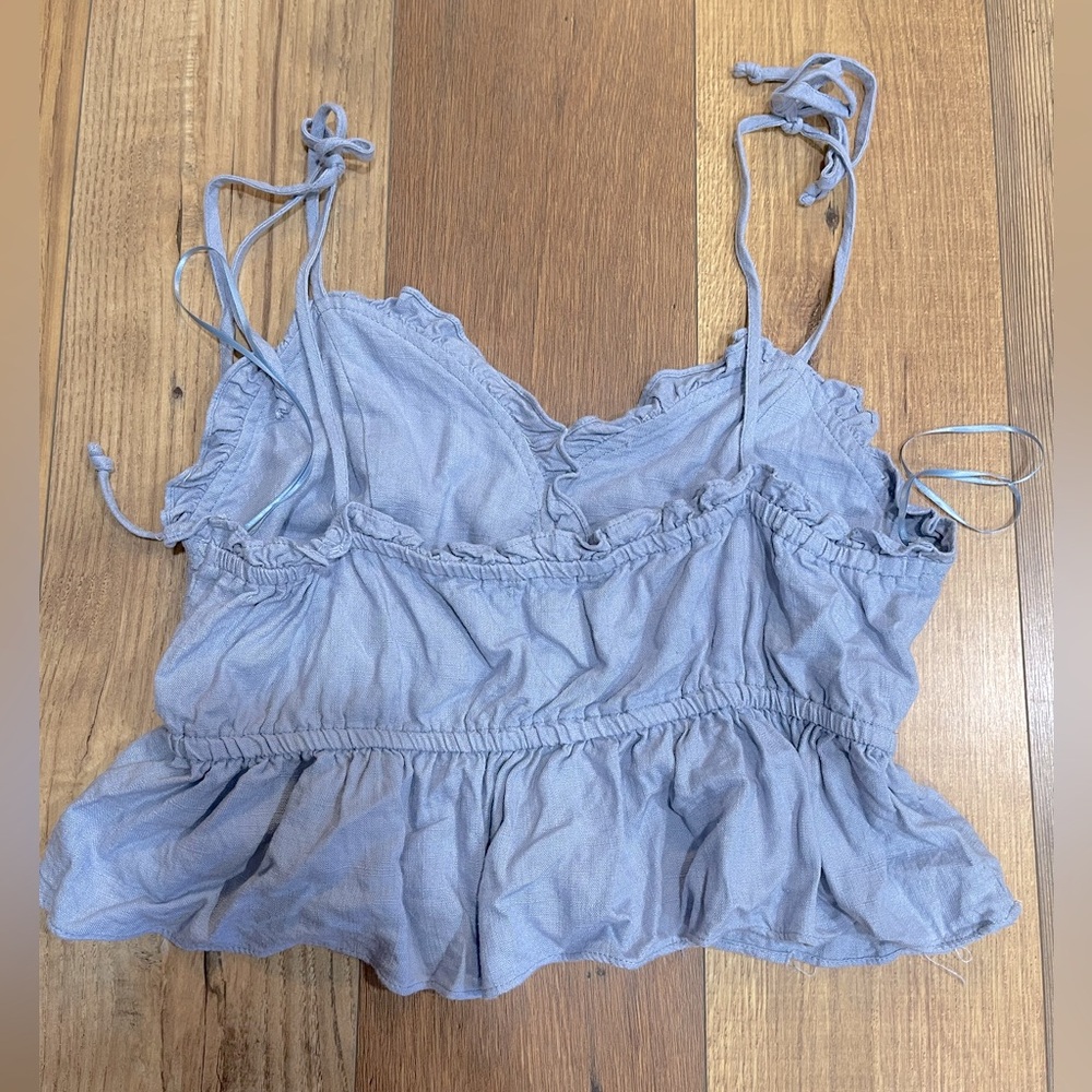 Blue Ruffle Cropped Tank In very - Picture 4 of 4